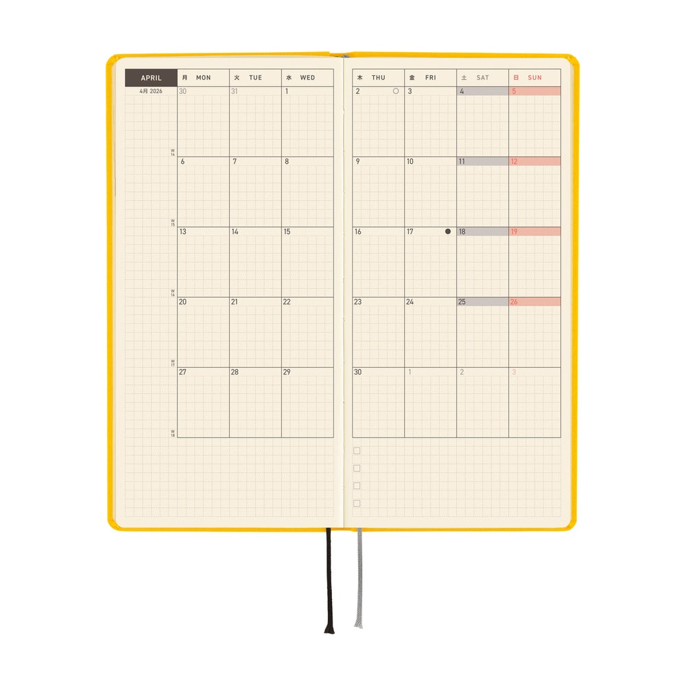 Hobonichi Techo 2026 Weeks MEGA ENG - Colors: Full Moon Yellow