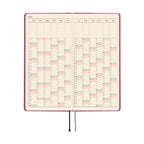 Weekly spread inside Hobonichi Techo 2026 Weeks MEGA ENG with pink weekend highlights