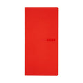 Closed tomato red Hobonichi Techo 2026 Weeks MEGA planner with centered embossed logo