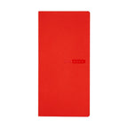 Closed tomato red Hobonichi Techo 2026 Weeks MEGA planner with centered embossed logo