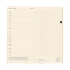 Open April 2026 weekly planner spread with grid boxes and cream paper in Hobonichi Techo