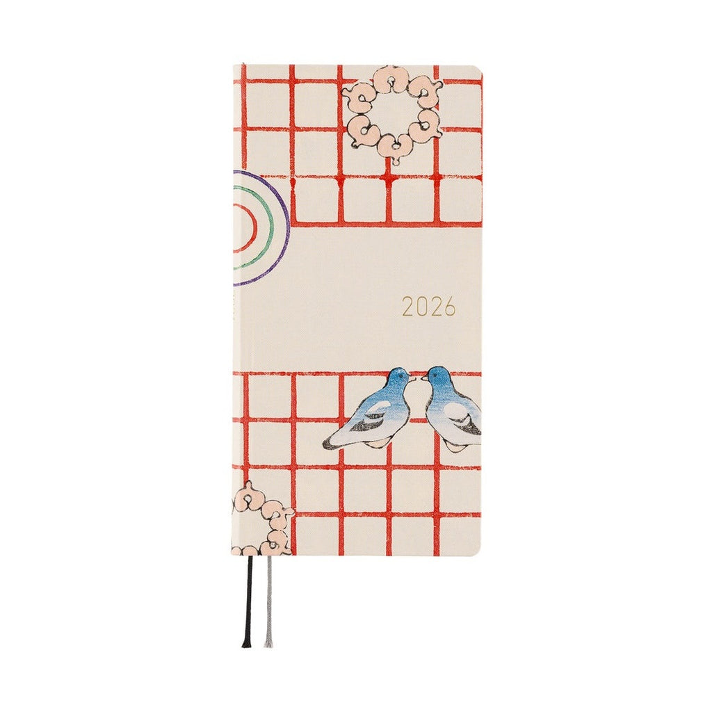 Hobonichi Techo 2026 Weeks - Unsodo: Bijutsukai Blue Pigeons Japanese/Tall & Slim/Apr Start