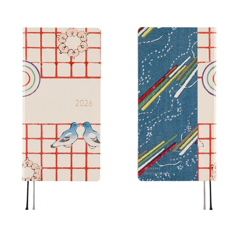 Hobonichi Techo 2026 Weeks - Unsodo: Bijutsukai Blue Pigeons Japanese/Tall & Slim/Apr Start