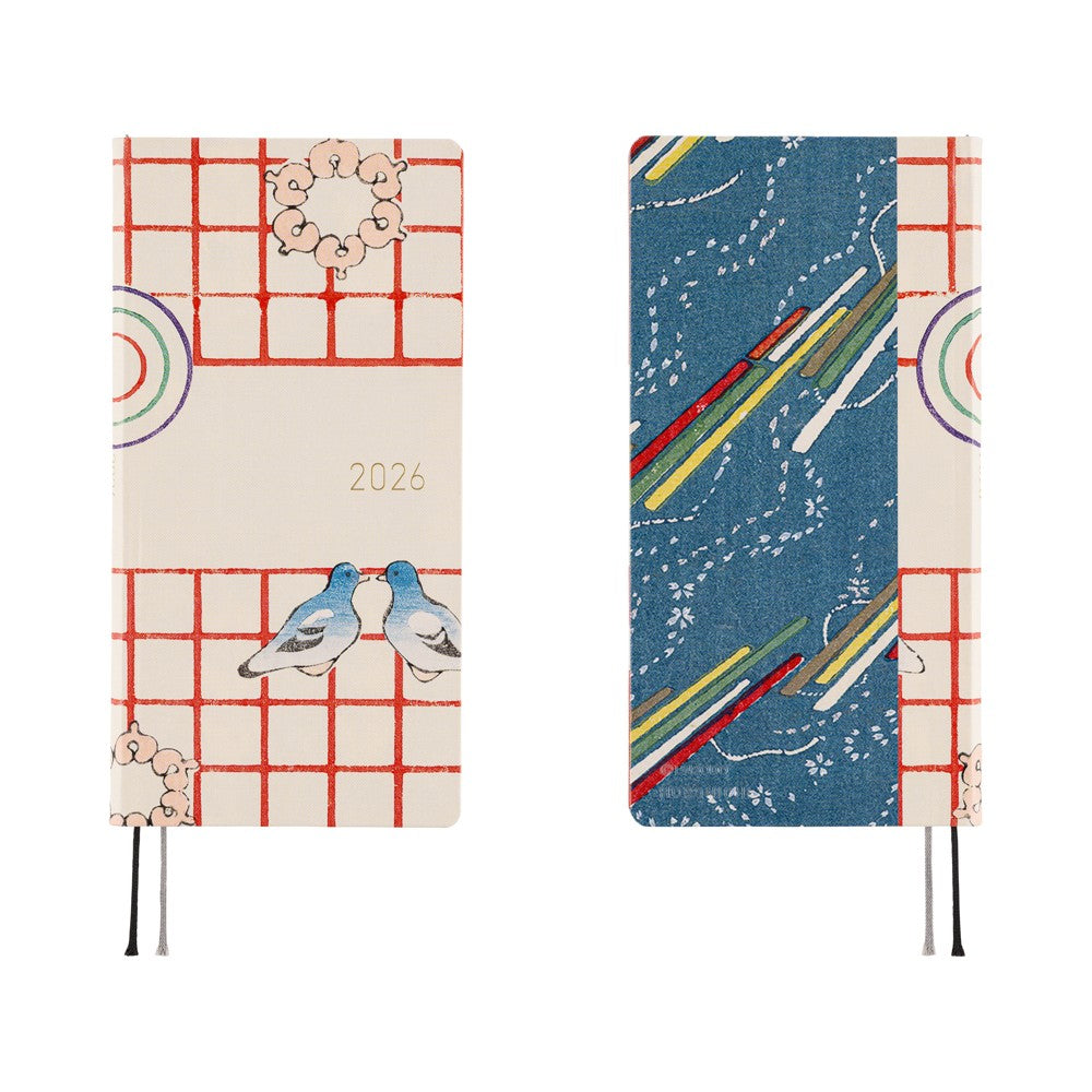 Hobonichi Techo 2026 Weeks - Unsodo: Bijutsukai Blue Pigeons Japanese/Tall & Slim/Apr Start