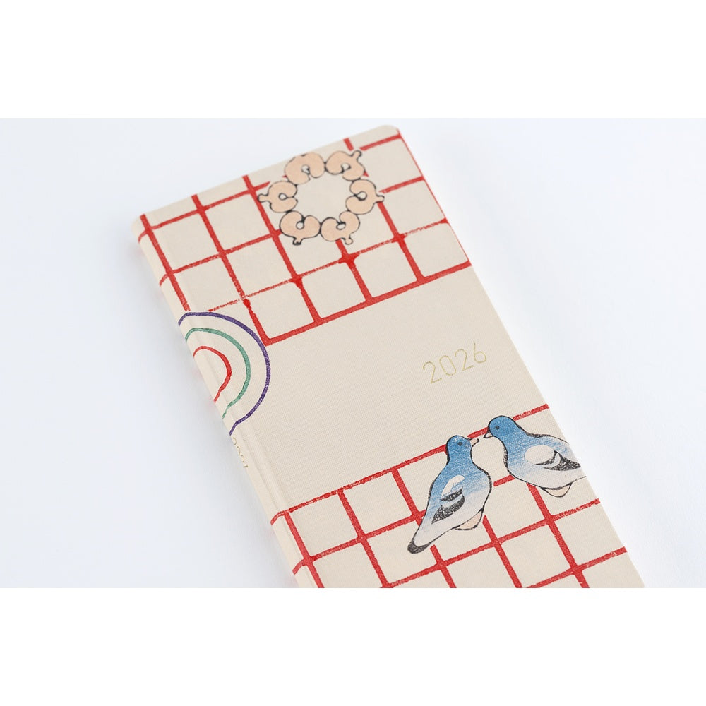Hobonichi Techo 2026 Weeks - Unsodo: Bijutsukai Blue Pigeons Japanese/Tall & Slim/Apr Start