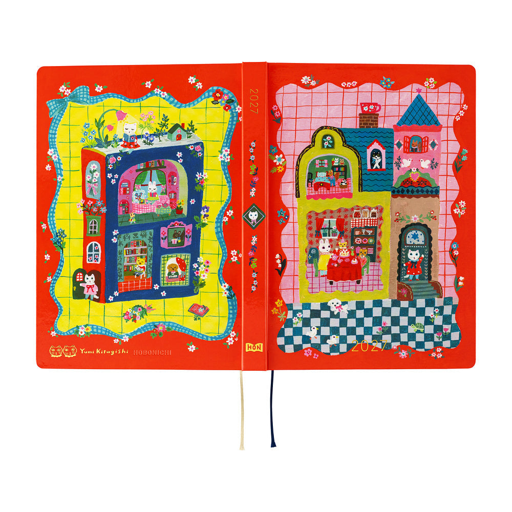 Hobonichi Techo 2027 A5 HON ENG - Yumi Kitagishi: White Cat and Rabbit’s Tea Room
