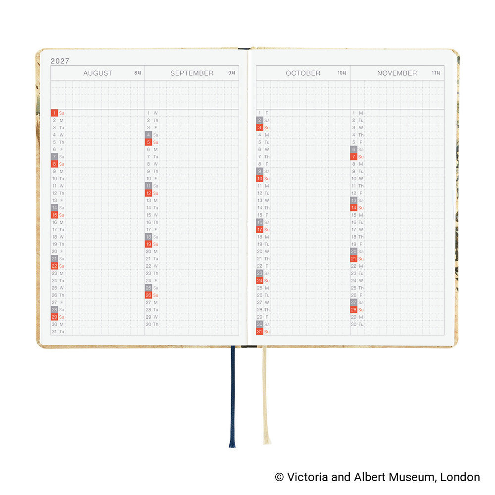 Hobonichi Techo 2027 A6 HON ENG - V&A Series: Vine