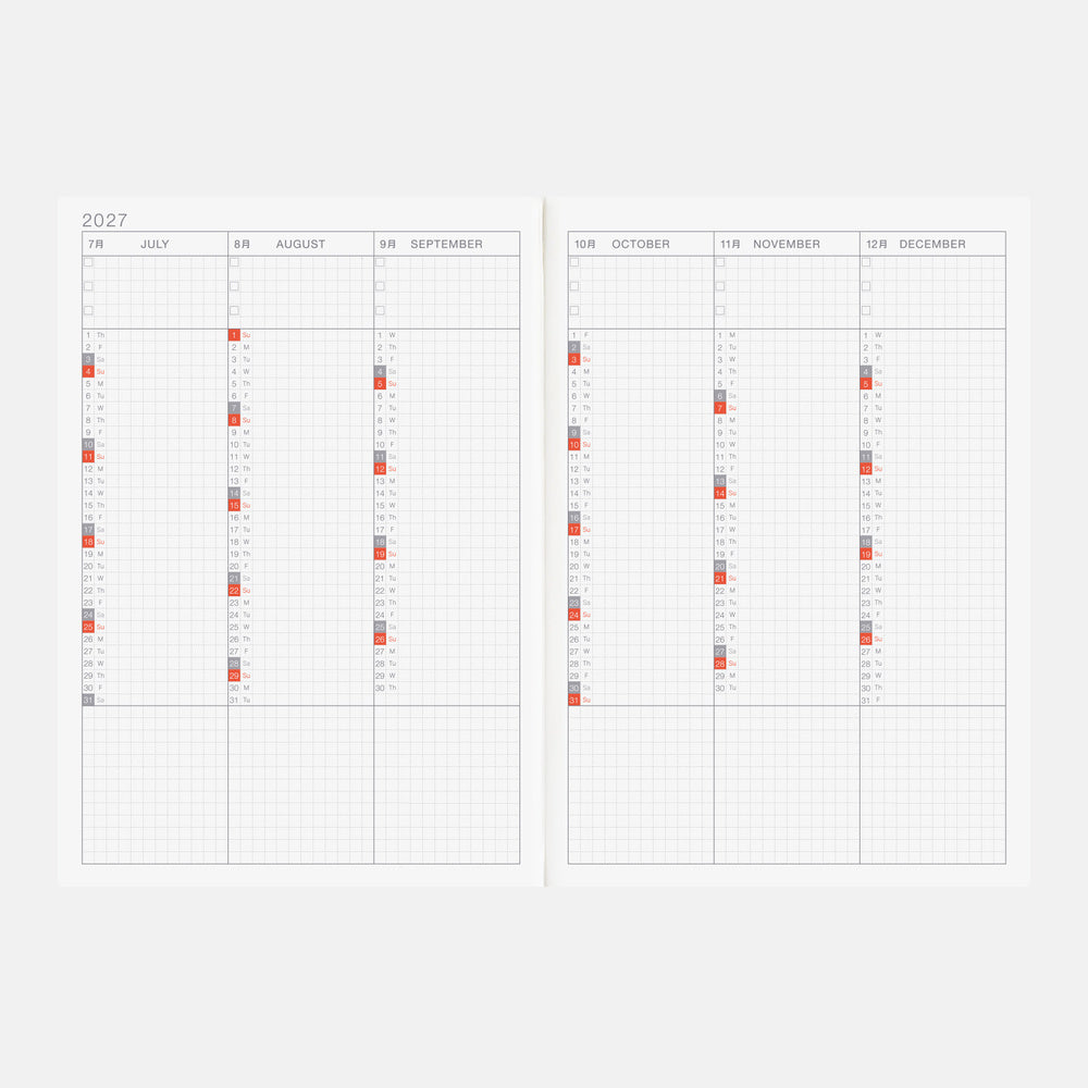 Hobonichi Techo 2027 English Cousin Book [A5 size/Daily/Jan start/Mon start]