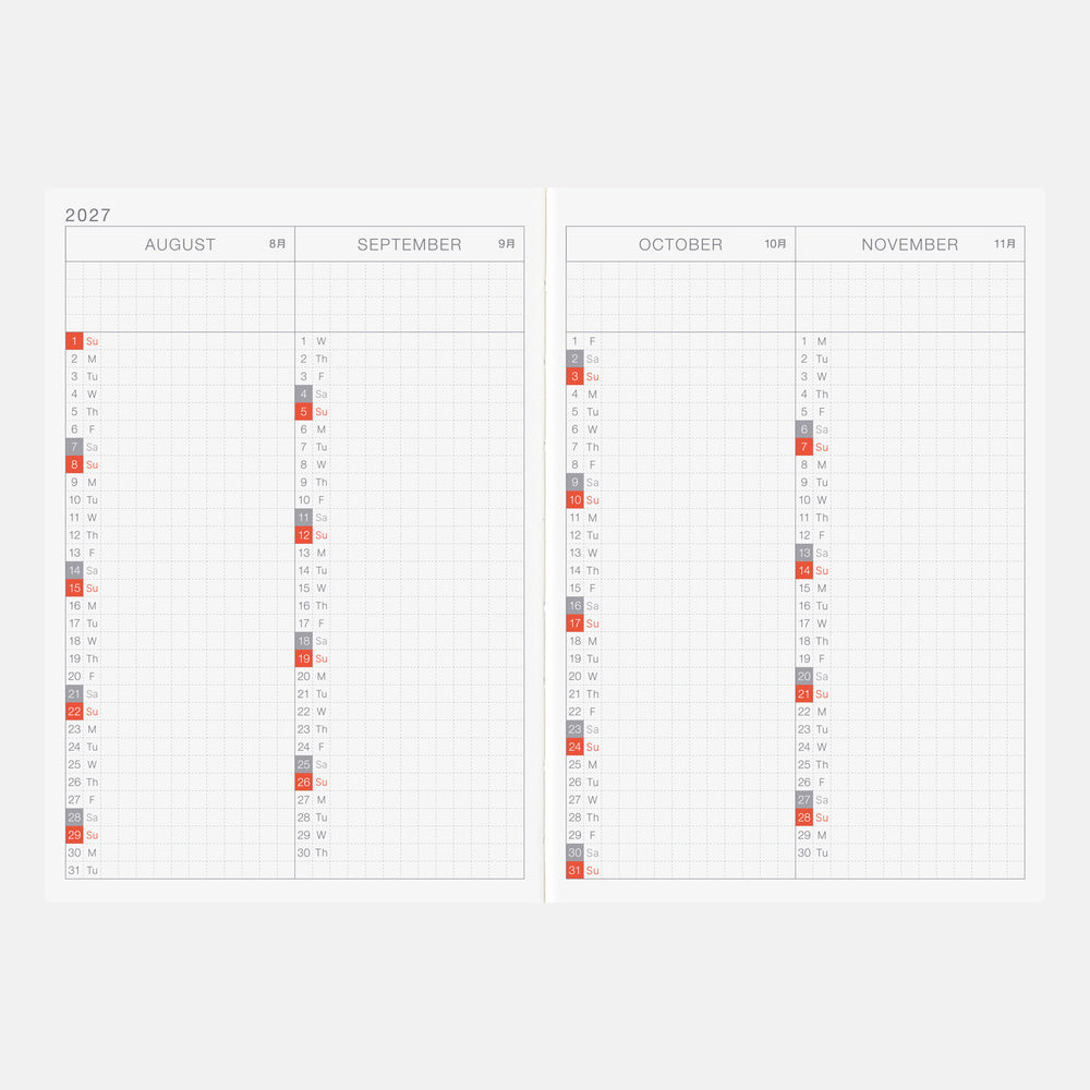 Hobonichi Techo 2027 English Original Book [A6 size/Daily/Jan start/Mon start]