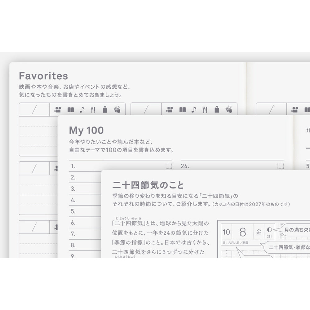 Hobonichi Techo 2027 Japanese Original Avec Books [A6 size/Daily 6-month x 2 book set/Jan start/Mon start]