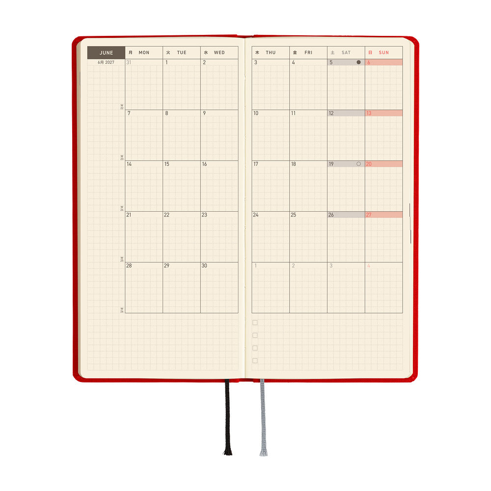 Hobonichi Techo 2027 Weeks ENG - Colours: Poppy Red