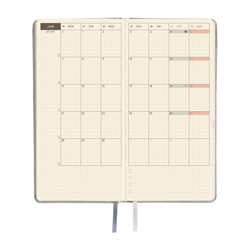 Hobonichi Techo 2027 Weeks ENG - Leather: Noble Silver