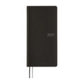Angled view of black Hobonichi Techo 2027 diary cover highlighting embossed argyle texture