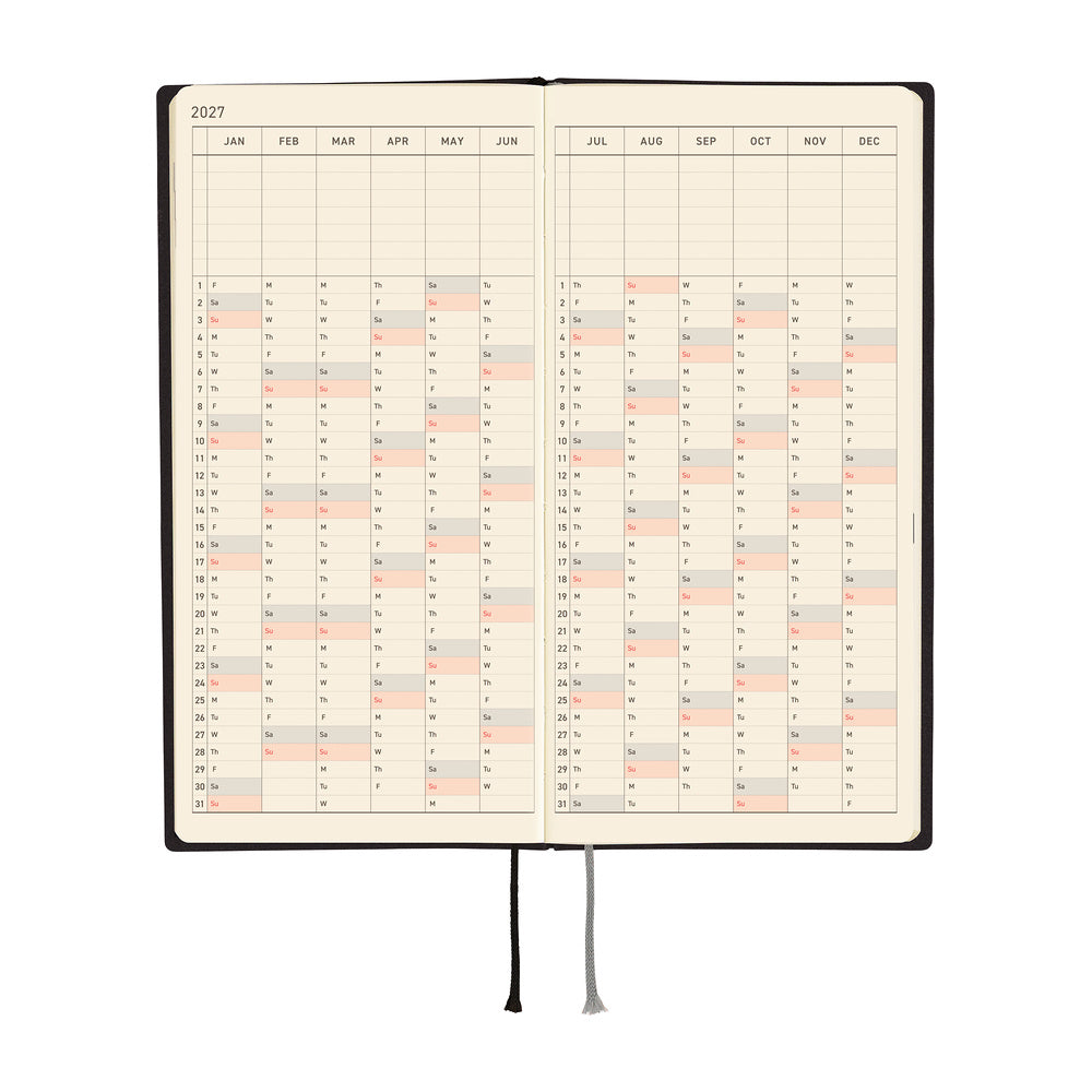 Hobonichi Techo 2027 Weeks ENG - White Line: Black