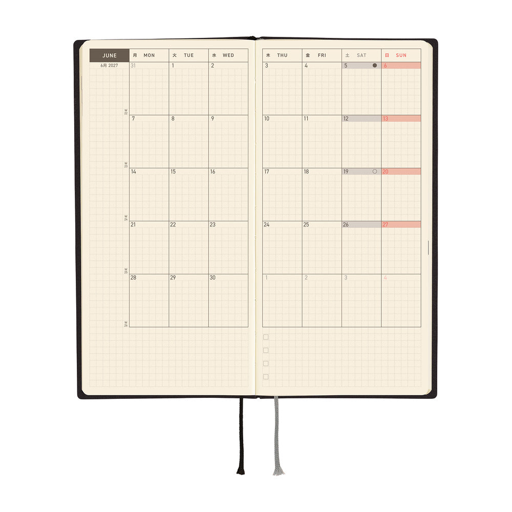Hobonichi Techo 2027 Weeks ENG - White Line: Black