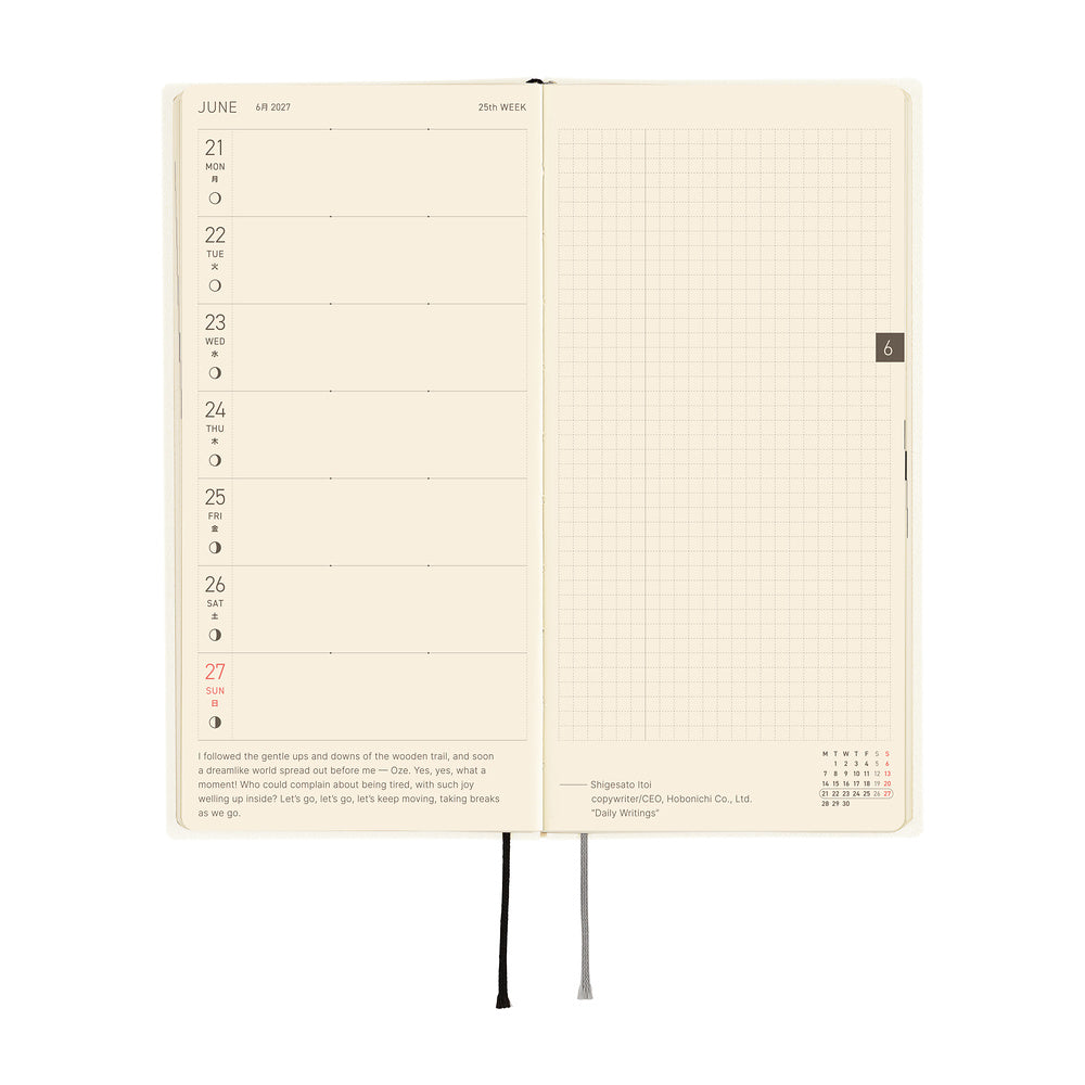 Hobonichi Techo 2027 Weeks ENG - White Line: Ivory