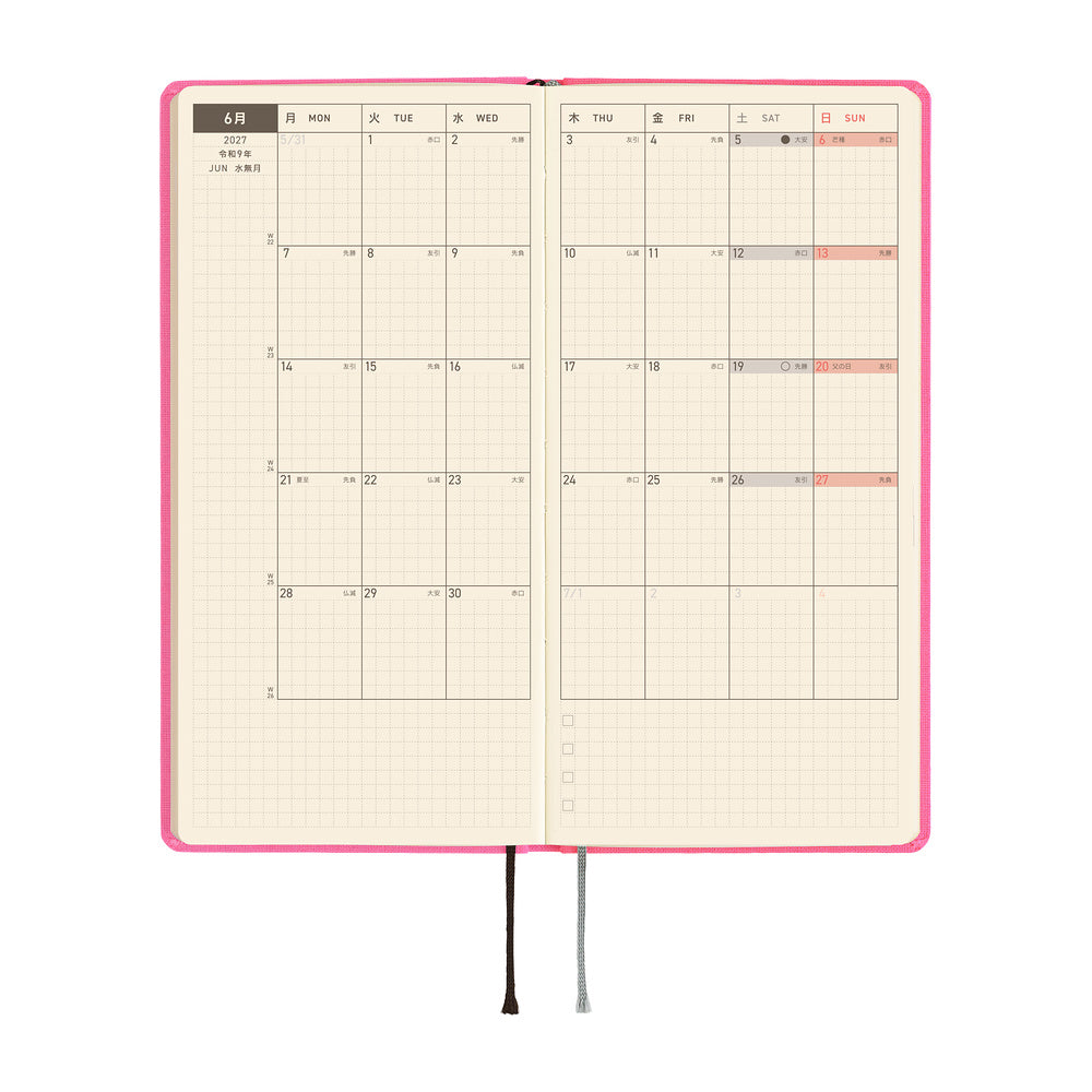 Hobonichi Techo 2027 Weeks JPN - Colours: Pink Sapphire