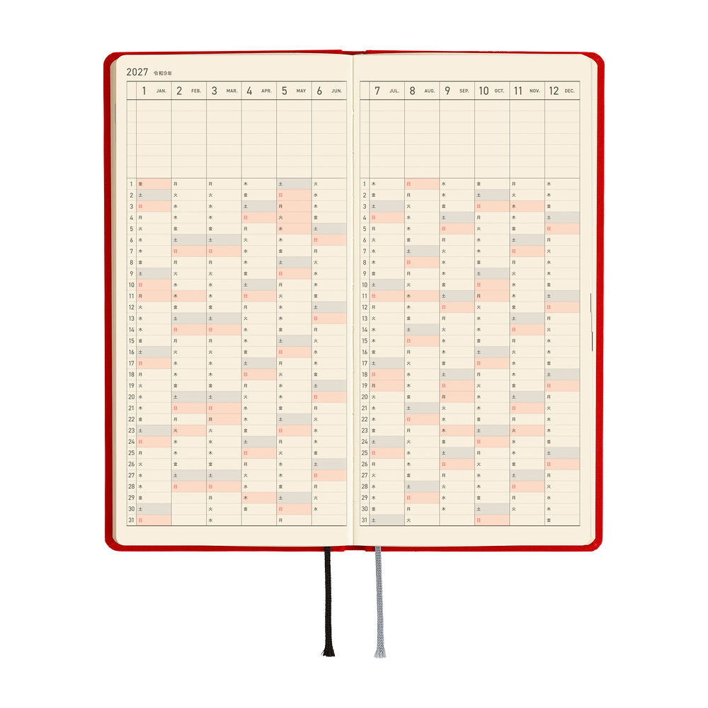 Hobonichi Techo 2027 Weeks JPN - Colours: Poppy Red