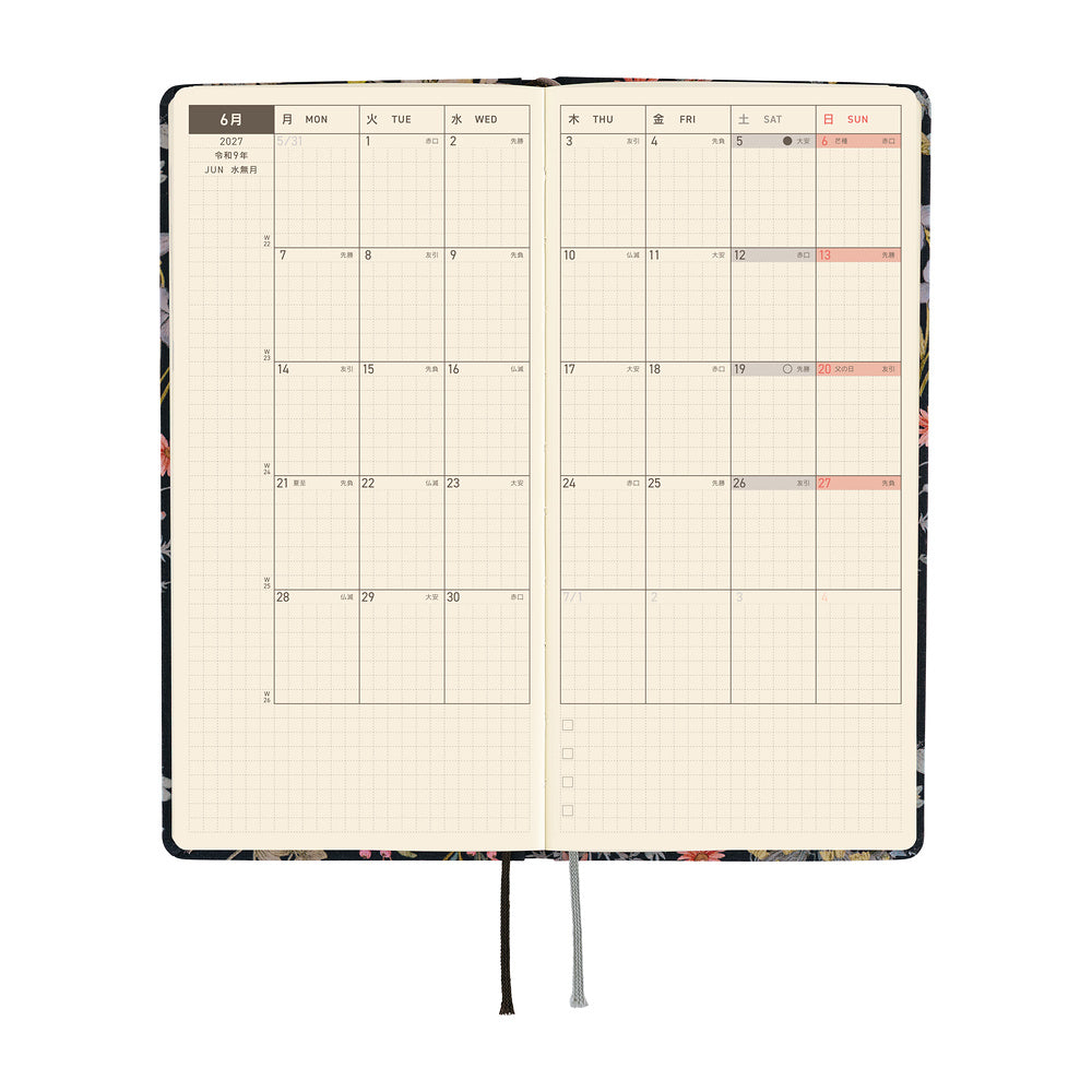 Hobonichi Techo 2027 Weeks JPN - Liberty Fabrics: Floral Remedy