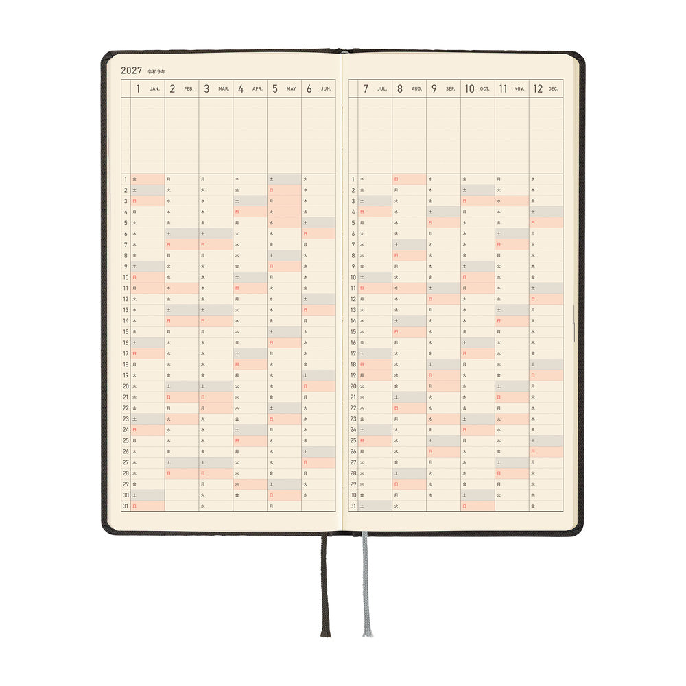 Hobonichi Techo 2027 Weeks JPN - Paper Series: Black Argyle