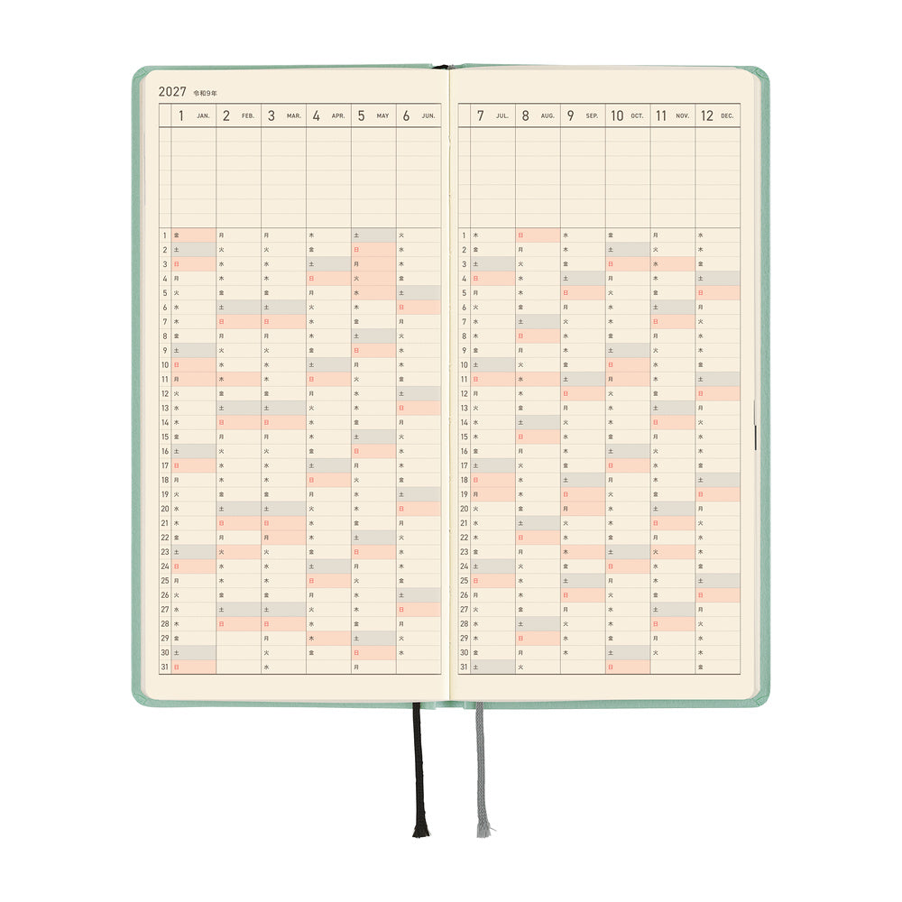 Hobonichi Techo 2027 Weeks JPN - Paper Series: Frosty Jade