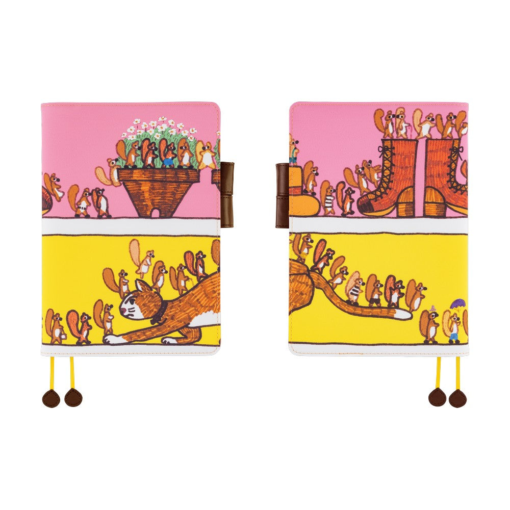 Hobonichi Techo A5 Cousins Planner Cover - 100%ORANGE: Where’s the Squirrel Going