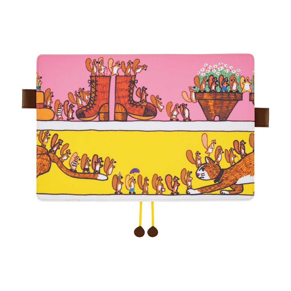 Hobonichi Techo A5 Cousins Planner Cover - 100%ORANGE: Where’s the Squirrel Going