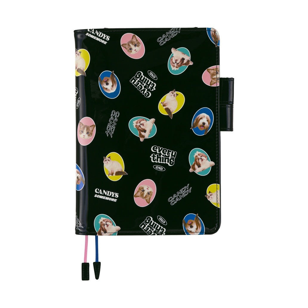 Hobonichi Techo A5 Cousins Planner Cover - Candy Stripper: Random Dog & Cat Black
