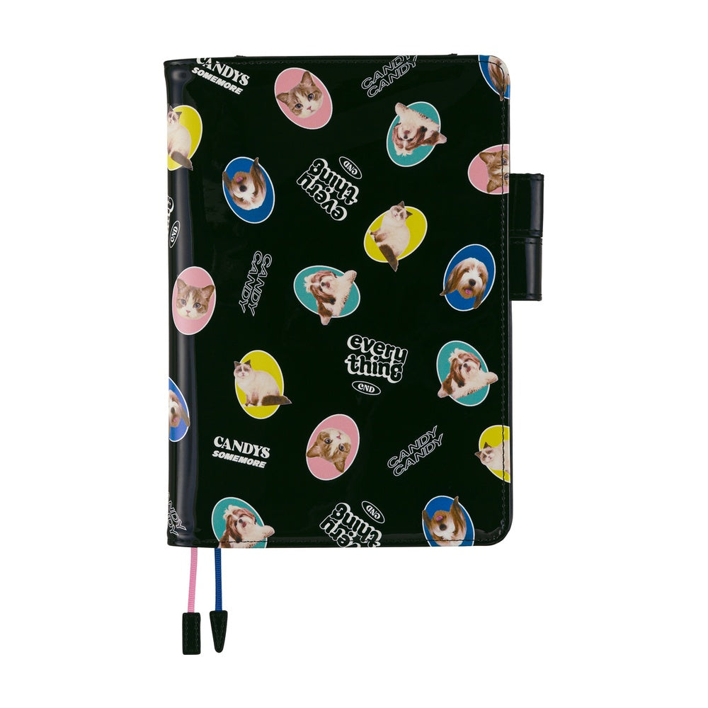 Hobonichi Techo A5 Cousins Planner Cover - Candy Stripper: Random Dog & Cat Black