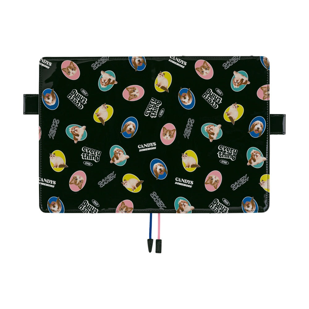 Hobonichi Techo A5 Cousins Planner Cover - Candy Stripper: Random Dog & Cat Black