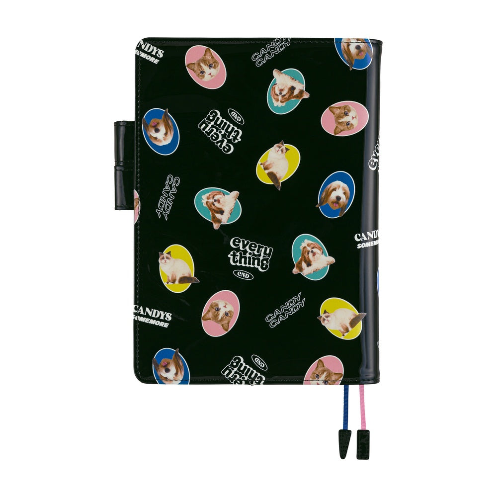 Hobonichi Techo A5 Cousins Planner Cover - Candy Stripper: Random Dog & Cat Black