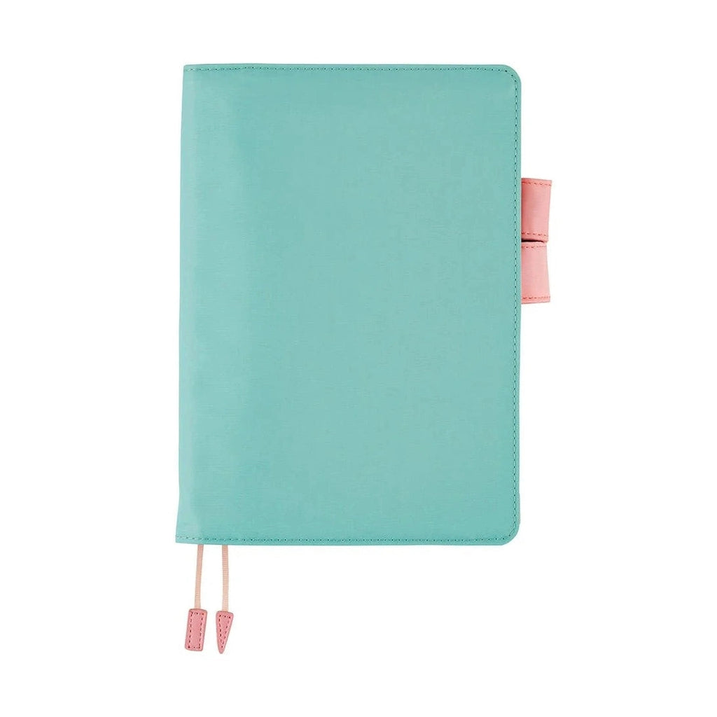 Dreamy Soda Hobonichi Techo A5 planner cover with light blue and pink strap