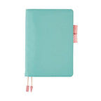 Dreamy Soda Hobonichi Techo A5 planner cover with light blue and pink strap
