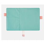 Back view of Dreamy Soda Hobonichi A5 planner cover with vertical seam and pink straps