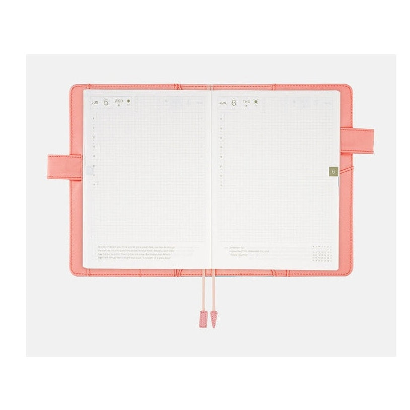 Dreamy Soda Hobonichi Techo A5 planner open to June dates with green tab
