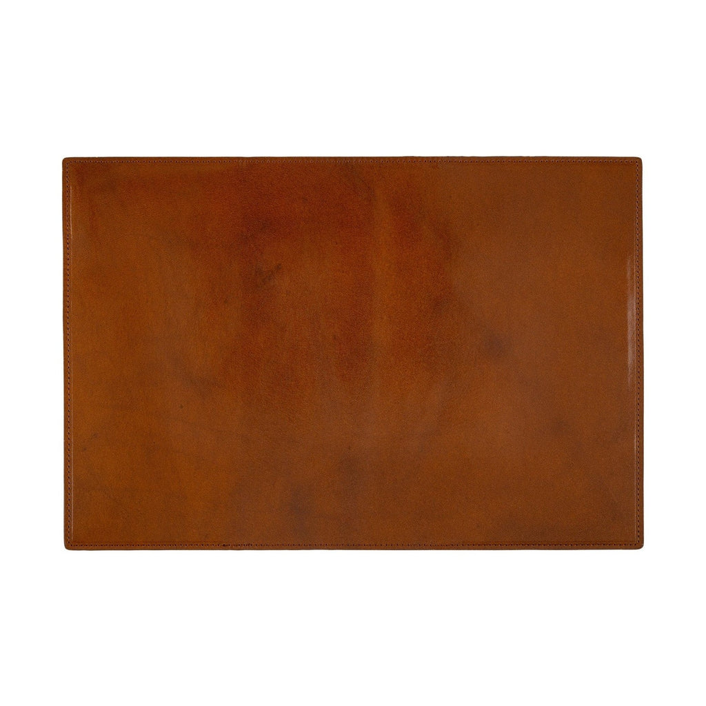 Flat lay brown leather Hobonichi Techo A5 cover with grain texture