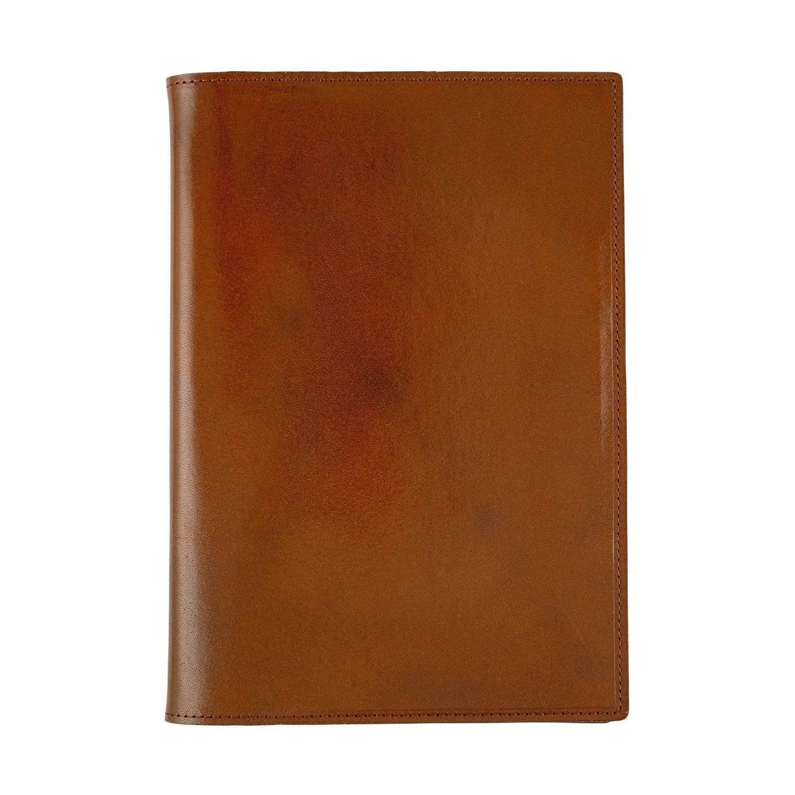 Brown Italian leather Hobonichi Techo A5 planner cover front view