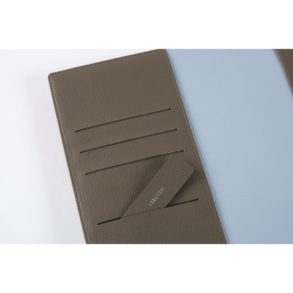 Hobonichi Techo A5 Cousins Planner Cover - Leather: Taut Gray & Light Blue