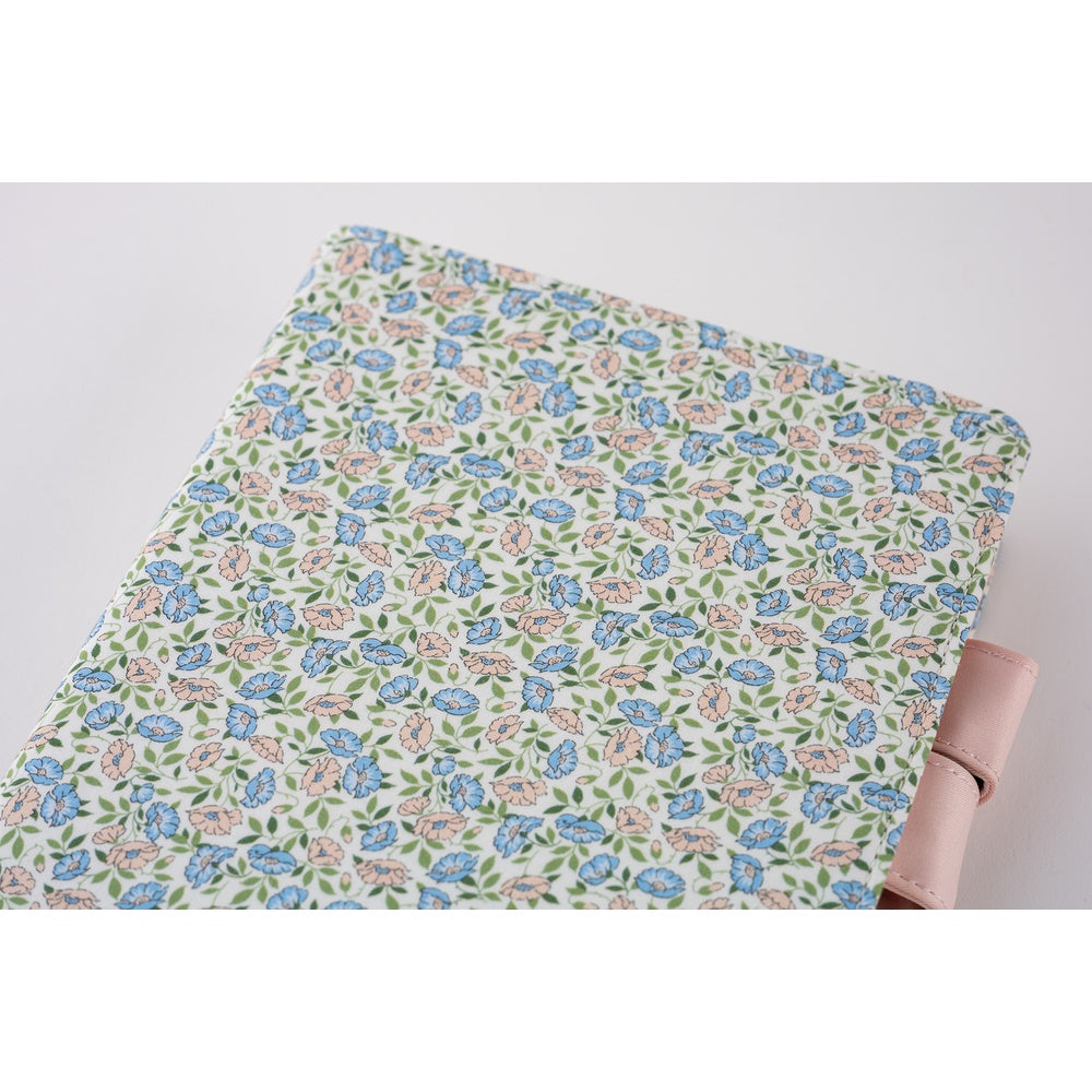Hobonichi Techo A5 Cousins planner cover with pink and blue Liberty floral print