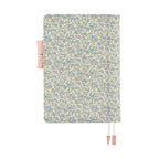 Closed A5 planner cover featuring soft pink and blue small-floral Liberty print