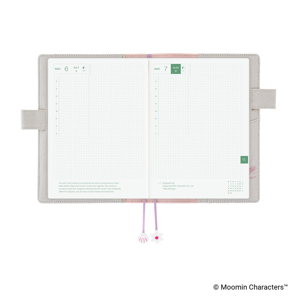 Hobonichi Techo A5 Cousins Planner Cover - Moomin: My Yard (Pink Grey)