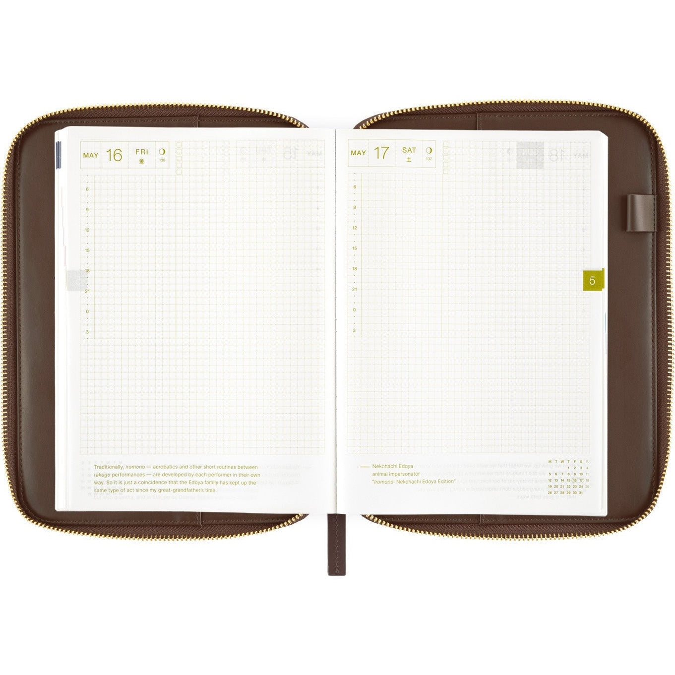 Hobonichi Techo A5 Cousins Planner Cover - Taut Zipped Café au Lait Plaid