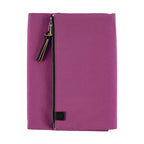Upright Hobonichi Techo A5 purple nylon planner cover with leather pull tab zipper
