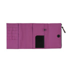 Interior layout of Hobonichi Techo A5 purple planner cover showing multiple storage pockets