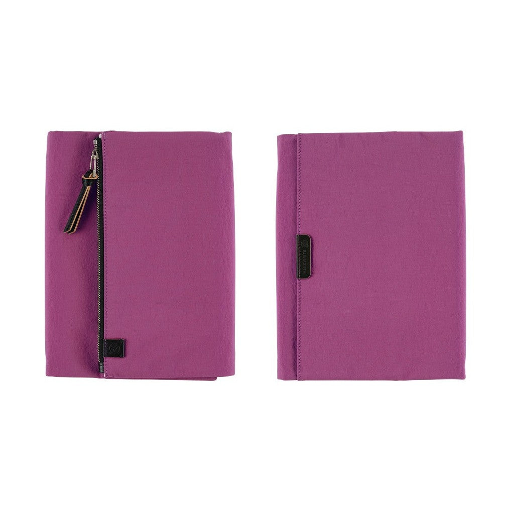 Front and back views of structured Hobonichi Techo A5 purple tri-fold planner cover