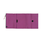 Back view of closed Hobonichi Techo A5 purple tri-fold cover with zipper and button closure