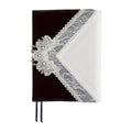 Black velvet A5 planner cover with white handkerchief lace overlay