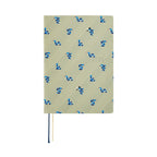 Centered front view of Hobonichi Techo A5 2025 Snake Toy diary with evenly spaced blue snake illustrations on olive cover