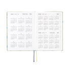 Hobonichi Techo A5 2025 diary calendar spread showing monthly grids for years 2024 through 2026 in Japanese