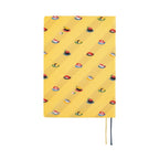 Yellow Hobonichi Techo A5 diary front cover showing diagonal sushi plate pattern